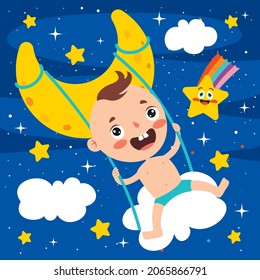 Cartoon Drawing Of A  Newborn Baby Character