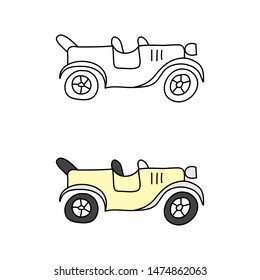 cartoon drawing of an old car