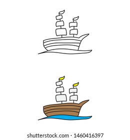 cartoon drawing of an old ship