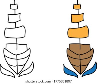 cartoon drawing of an old ship