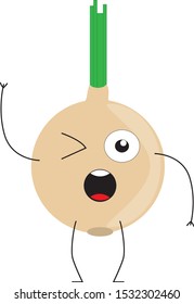 cartoon drawing of onion with face