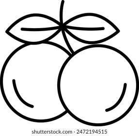 A cartoon drawing of an orange with a green leaf on top. The orange is shown in a stylized way, with a focus on its shape and color