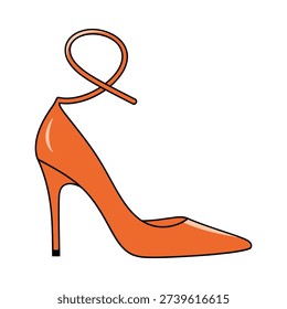 A cartoon drawing of an orange high heel shoe