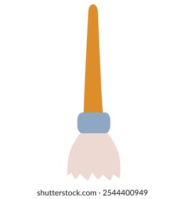 cartoon drawing, paint brush with wooden handle, flat, isolated object on white background, eps.