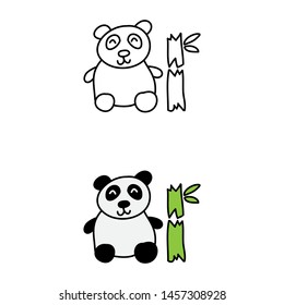 cartoon drawing of a panda and bamboo