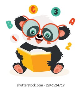 Cartoon Drawing Of Panda Reading Book