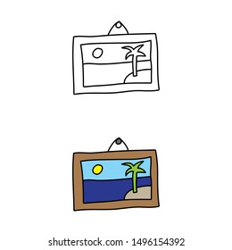 cartoon drawing of a picture on the wall