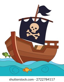 Desenho de desenho de um navio pirata