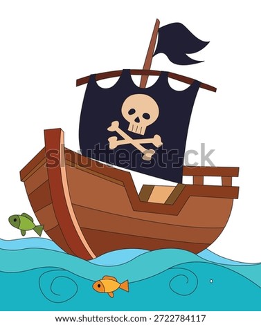 A cartoon drawing of a pirate ship