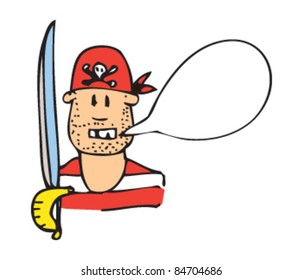 Cartoon Drawing of a Pirate and Speech Bubble