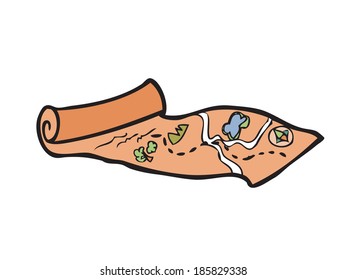 Cartoon drawing of pirate treasure map