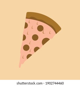 Cartoon drawing, Pizza slice icon illustration 