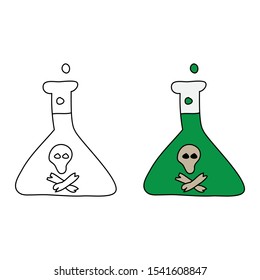cartoon drawing of poison in a flask