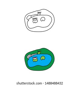 cartoon drawing of a pond