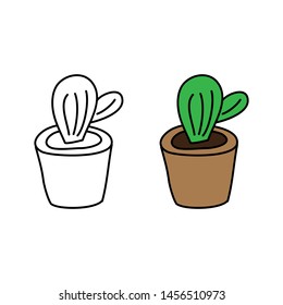 cartoon drawing of a potted cactus