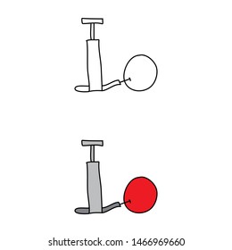 cartoon drawing of a pump and a ball