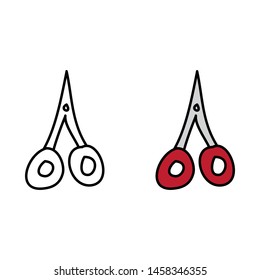 cartoon drawing of red scissors