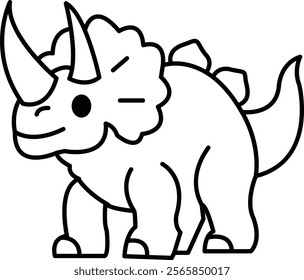 A cartoon drawing of a rhino with a horn on its head. The rhino is smiling and he is happy