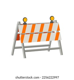 Cartoon drawing of roadwork barrier on white background. Construction site objects vector illustration. Construction concept