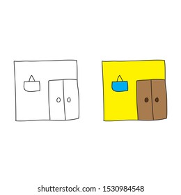cartoon drawing of a room