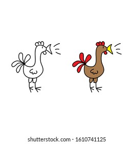 cartoon drawing of a rooster