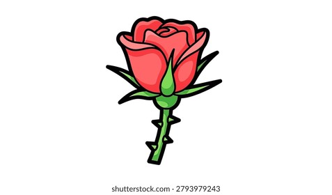 A cartoon drawing of a rose