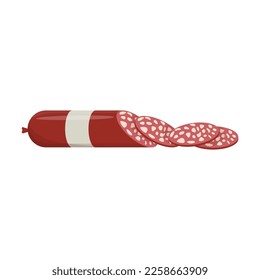 Dibujo de dibujos animados de la ilustración vectorial de salami aislada en el fondo blanco. El concepto de restauración, carne, carnicería
