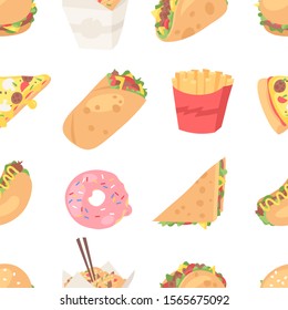 Cartoon drawing set of fast food. Hand drawn meal.Actual Vector illustration american cuisine. Creative ink art work