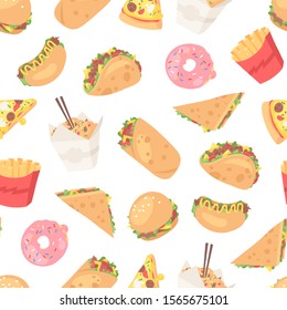 Cartoon drawing set of fast food. Hand drawn meal.Actual Vector illustration american cuisine. Creative ink art work
