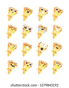 Cartoon drawing set of fast food emoji. Hand drawn emotional meal.Actual Vector illustration italian cuisine. Creative ink art work pizza
