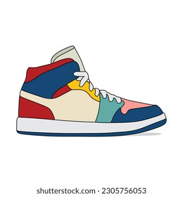 A cartoon drawing of a shoe and Shoes Vector Art Icons and shoes illustration template banner design and shoe png download color full shoes design and shoes banner design for social media