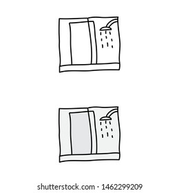 cartoon drawing of a shower cabin
