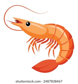 a cartoon drawing of a shrimp with a black eye and a white background.