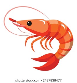 a cartoon drawing of a shrimp with a black eye and a white background.