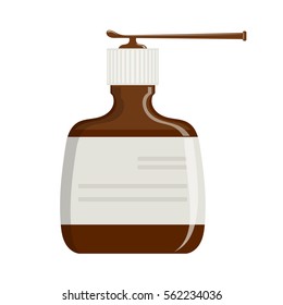 Cartoon drawing of a simple plastic bottle with spray. Medical drug for treating throat. Cartoon vector 
illustration

