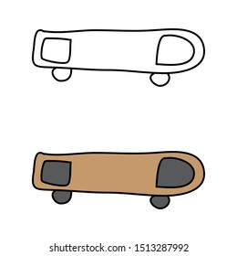 cartoon drawing of a skateboard