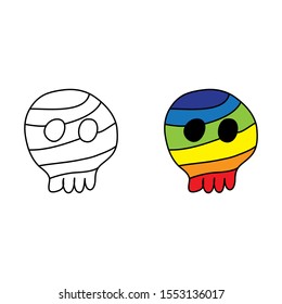cartoon drawing of a skull