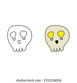 cartoon drawing of a skull