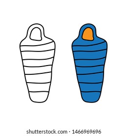 cartoon drawing of a sleeping bag
