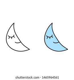 cartoon drawing of a sleeping moon