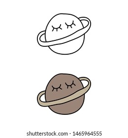 cartoon drawing of a sleeping planet