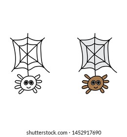 cartoon drawing of a spider with a spider web