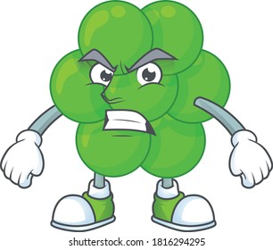 cartoon drawing of staphylococcus aureus showing angry face. Vector illustration