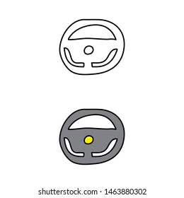 cartoon drawing of a steering wheel