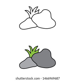 cartoon drawing of stones and grass