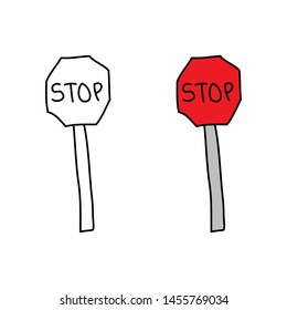 cartoon drawing of a stop sign
