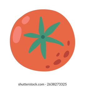 Cartoon drawing of a stylized tomato promoting healthy diet and vegetarian lifestyle, ideal for educational materials, restaurant menus, or food packaging