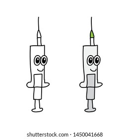 cartoon drawing of a syringe