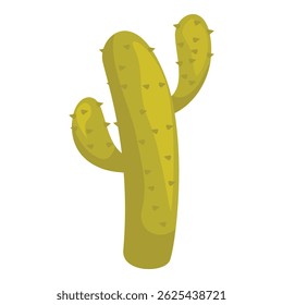 Desenho animado de um cacto alto verde em pé por si mesmo