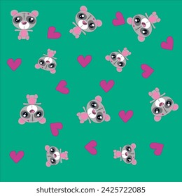 Zeichentrickzeichnung eines Teddybären auf grünem Hintergrund. Vektorgrafik